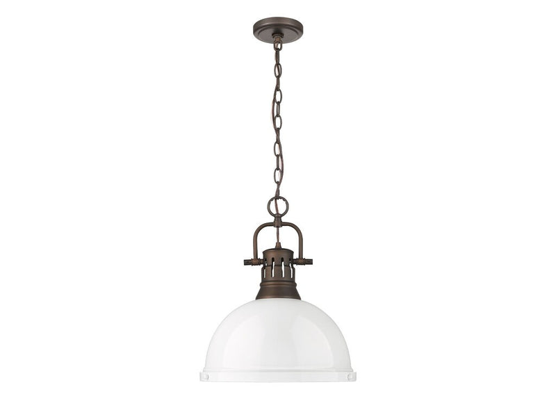 Golden 3602-L RBZ-WH One Light Pendant, Rubbed Bronze