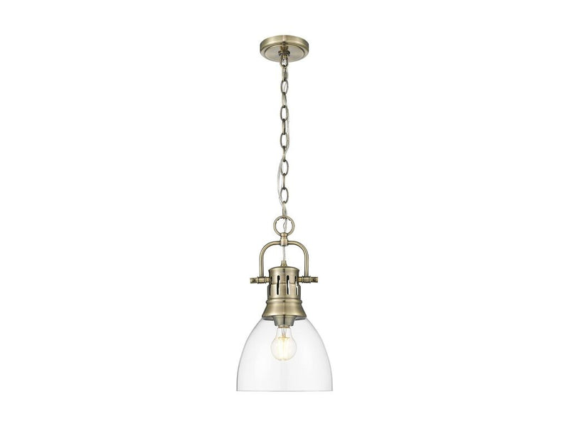 Golden 3602-S AB-CLR One Light Pendant, Aged Brass