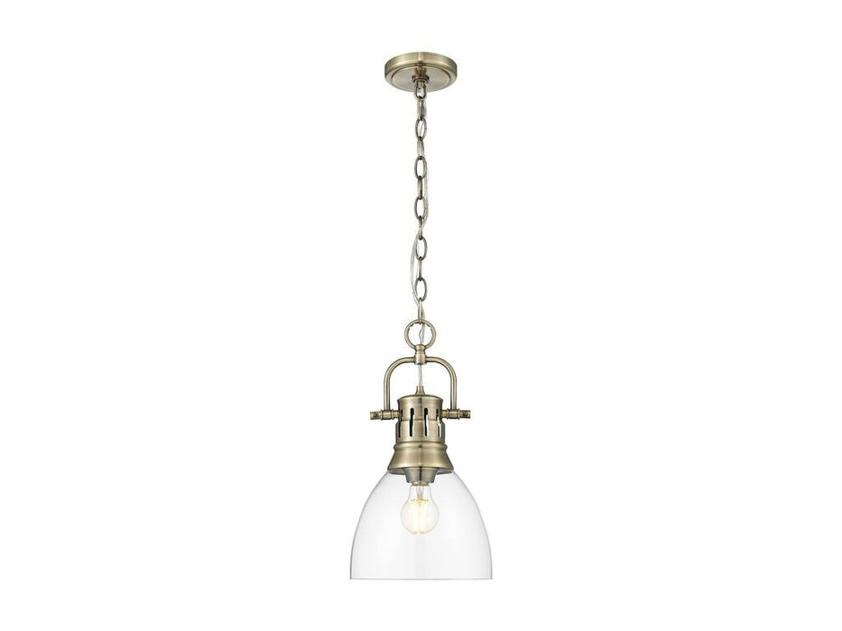 Golden 3602-S AB-CLR One Light Pendant, Aged Brass