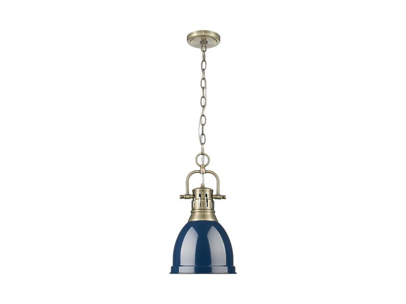 Golden 3602-S AB-NVY One Light Pendant, Aged Brass