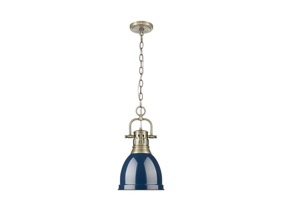 Golden 3602-S AB-NVY One Light Pendant, Aged Brass
