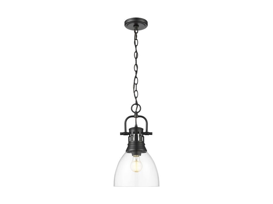 Golden 3602-S BLK-CLR One Light Pendant, Matte Black