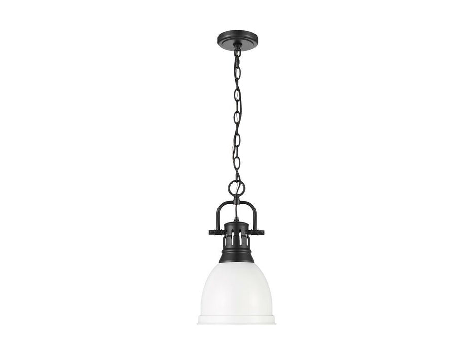 Golden 3602-S BLK-WHT One Light Pendant, Matte Black