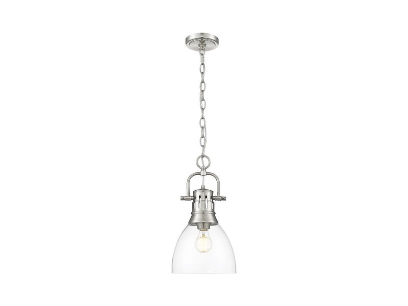 Golden 3602-S PW-CLR One Light Pendant, Pewter