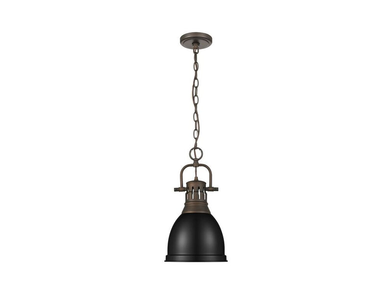Golden 3602-S RBZ-BLK One Light Pendant, Rubbed Bronze