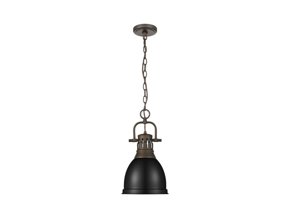 Golden 3602-S RBZ-BLK One Light Pendant, Rubbed Bronze