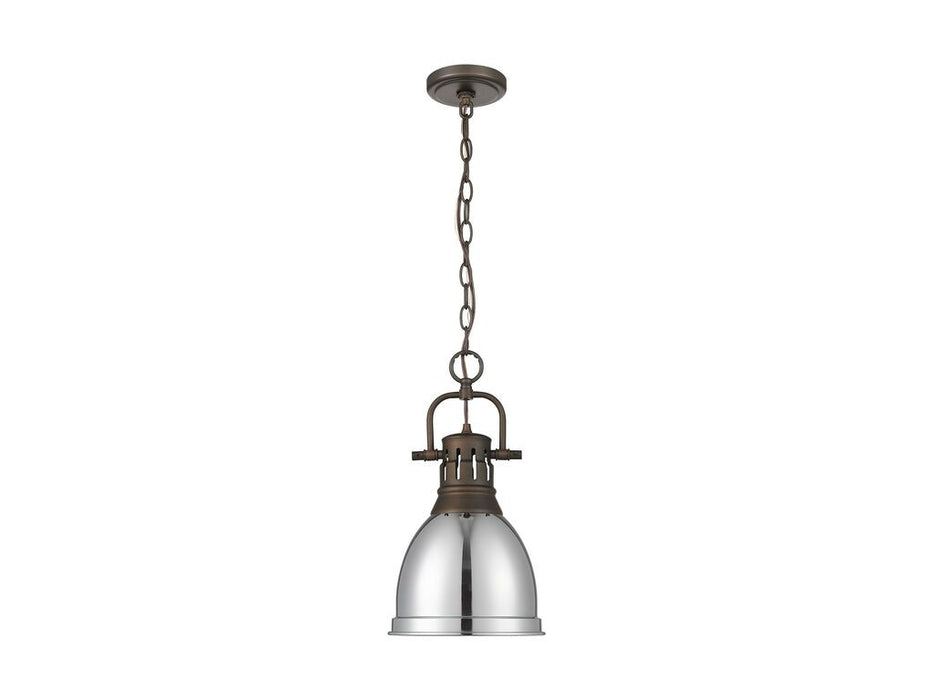 Golden 3602-S RBZ-CH One Light Pendant, Rubbed Bronze