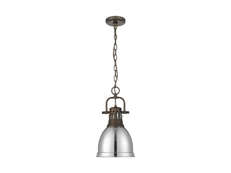 Golden 3602-S RBZ-CH One Light Pendant, Rubbed Bronze