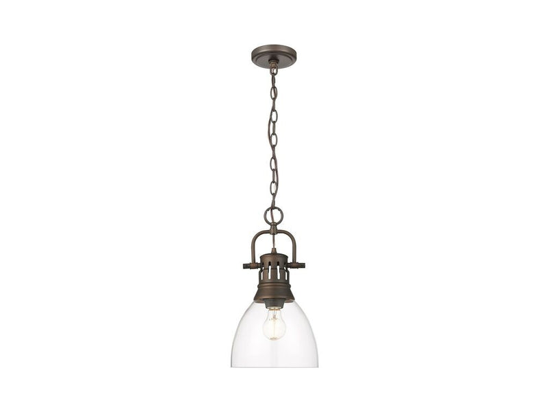Golden 3602-S RBZ-CLR One Light Pendant, Rubbed Bronze