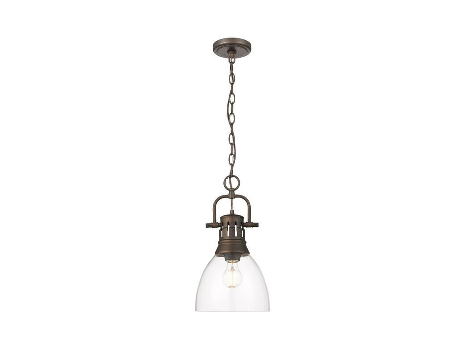 Golden 3602-S RBZ-CLR One Light Pendant, Rubbed Bronze