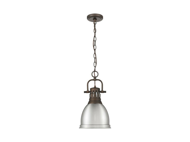 Golden 3602-S RBZ-PW One Light Pendant, Rubbed Bronze