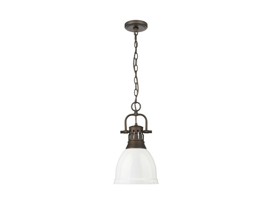 Golden 3602-S RBZ-WH One Light Pendant, Rubbed Bronze
