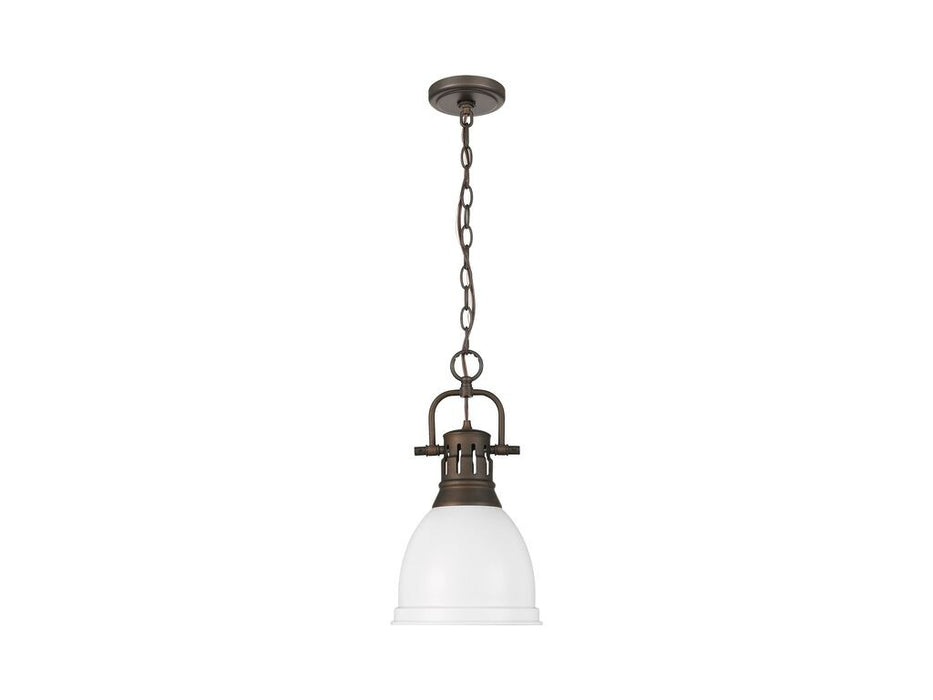 Golden 3602-S RBZ-WHT One Light Pendant, Rubbed Bronze