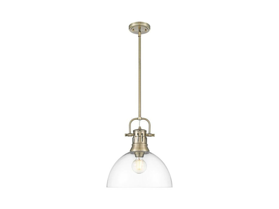 Golden 3604-L AB-CLR One Light Pendant, Aged Brass