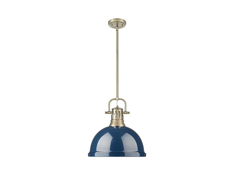 Golden 3604-L AB-NVY One Light Pendant, Aged Brass