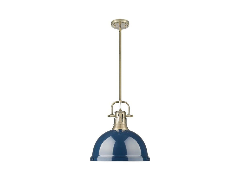 Golden 3604-L AB-NVY One Light Pendant, Aged Brass