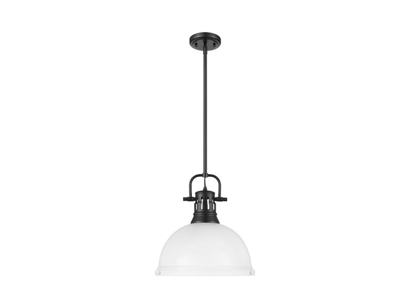 Golden 3604-L BLK-WHT One Light Pendant, Matte Black