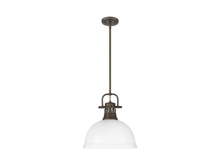 Golden 3604-L RBZ-WHT One Light Pendant, Rubbed Bronze