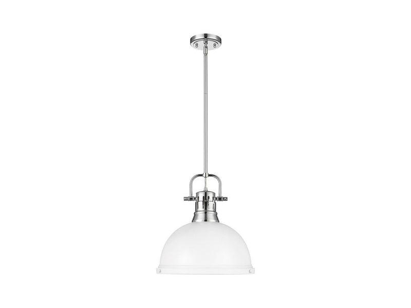 Golden 3604-L CH-WHT One Light Pendant, Chrome