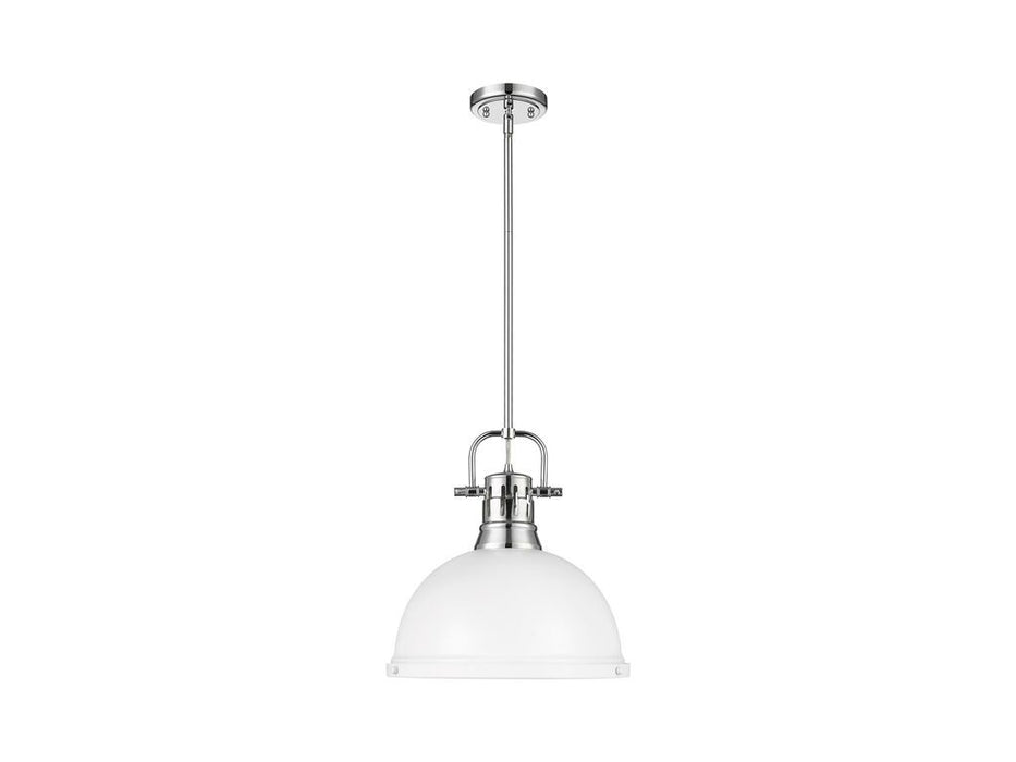 Golden 3604-L CH-WHT One Light Pendant, Chrome