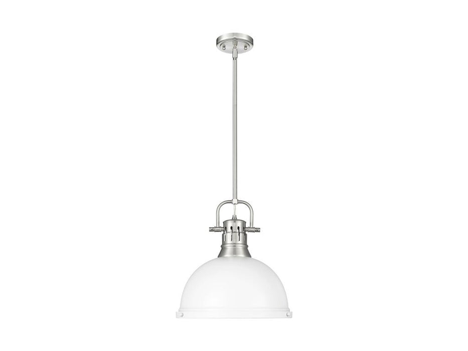 Golden 3604-L PW-WHT One Light Pendant, Pewter