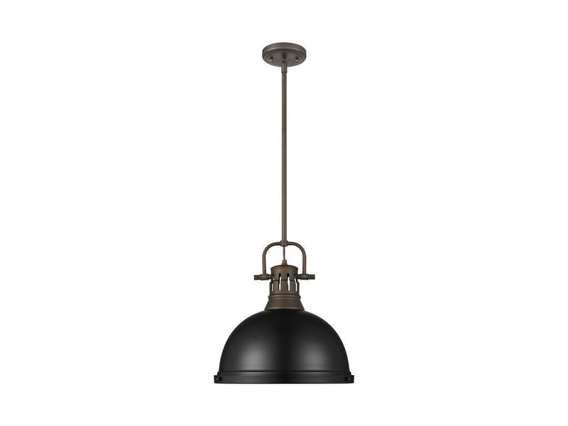 Golden 3604-L RBZ-BLK One Light Pendant, Rubbed Bronze