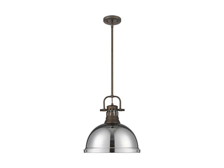Golden 3604-L RBZ-CH One Light Pendant, Rubbed Bronze