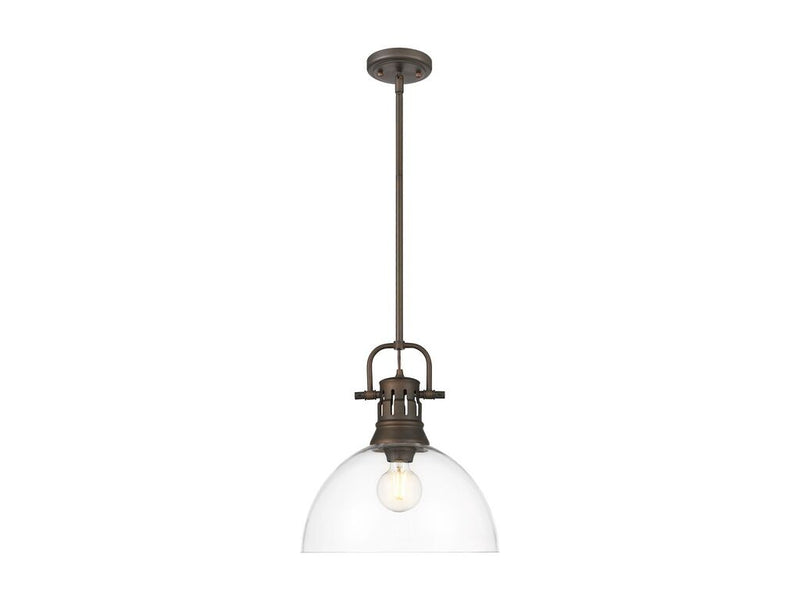 Golden 3604-L RBZ-CLR One Light Pendant, Rubbed Bronze