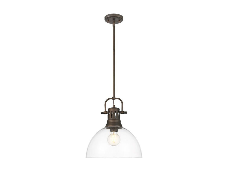 Golden 3604-L RBZ-CLR One Light Pendant, Rubbed Bronze
