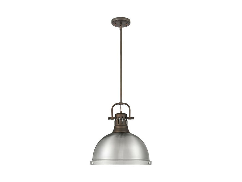 Golden 3604-L RBZ-PW One Light Pendant, Rubbed Bronze