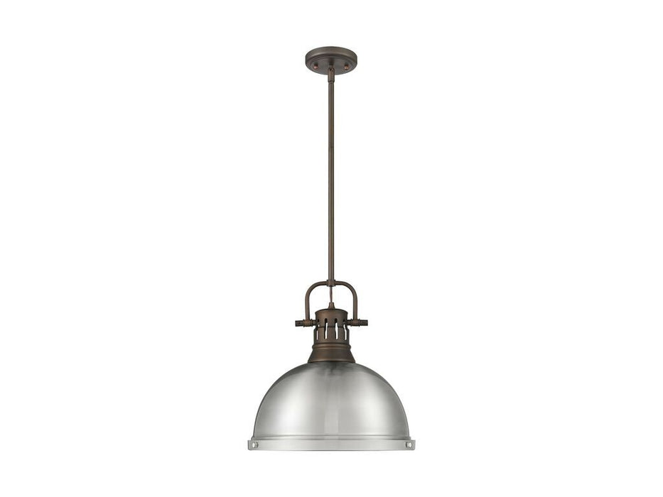 Golden 3604-L RBZ-PW One Light Pendant, Rubbed Bronze