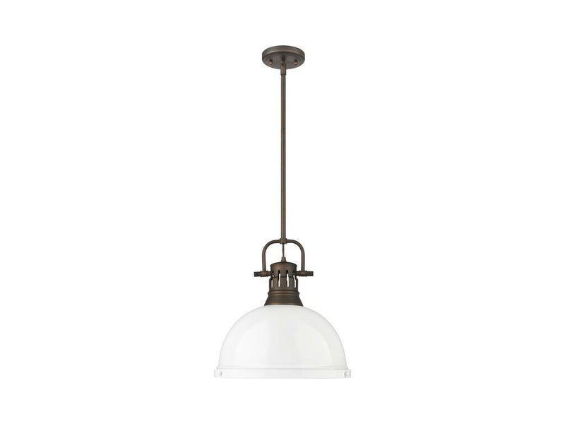 Golden 3604-L RBZ-WH One Light Pendant, Rubbed Bronze
