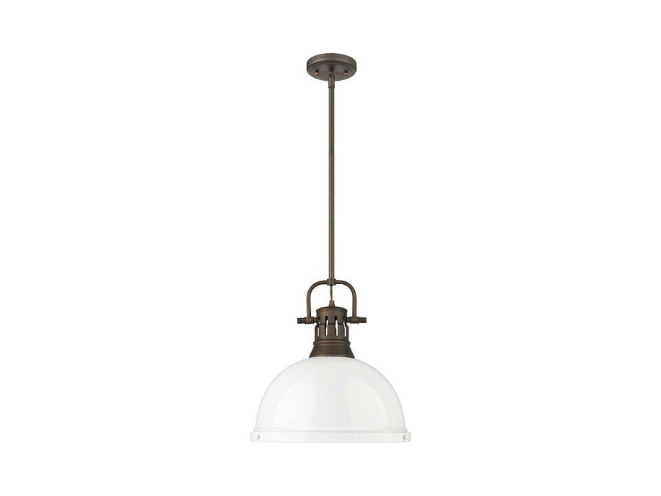 Golden 3604-L RBZ-WH One Light Pendant, Rubbed Bronze