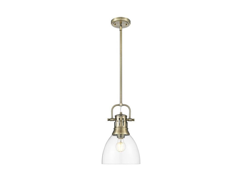 Golden 3604-S AB-CLR One Light Pendant, Aged Brass