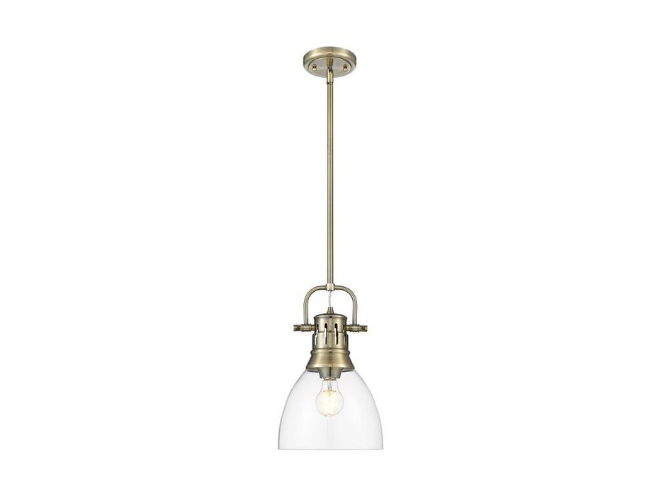 Golden 3604-S AB-CLR One Light Pendant, Aged Brass