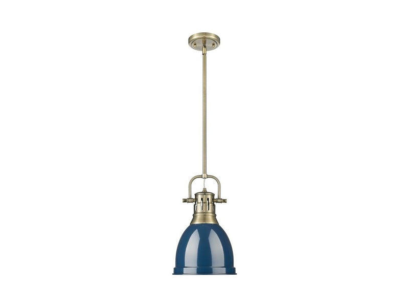 Golden 3604-S AB-NVY One Light Pendant, Aged Brass