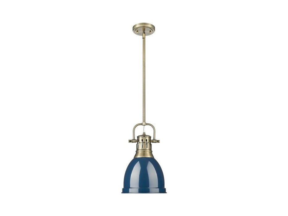 Golden 3604-S AB-NVY One Light Pendant, Aged Brass
