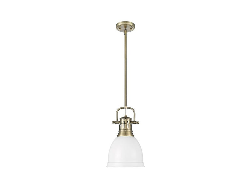 Golden 3604-S AB-WHT One Light Pendant, Aged Brass