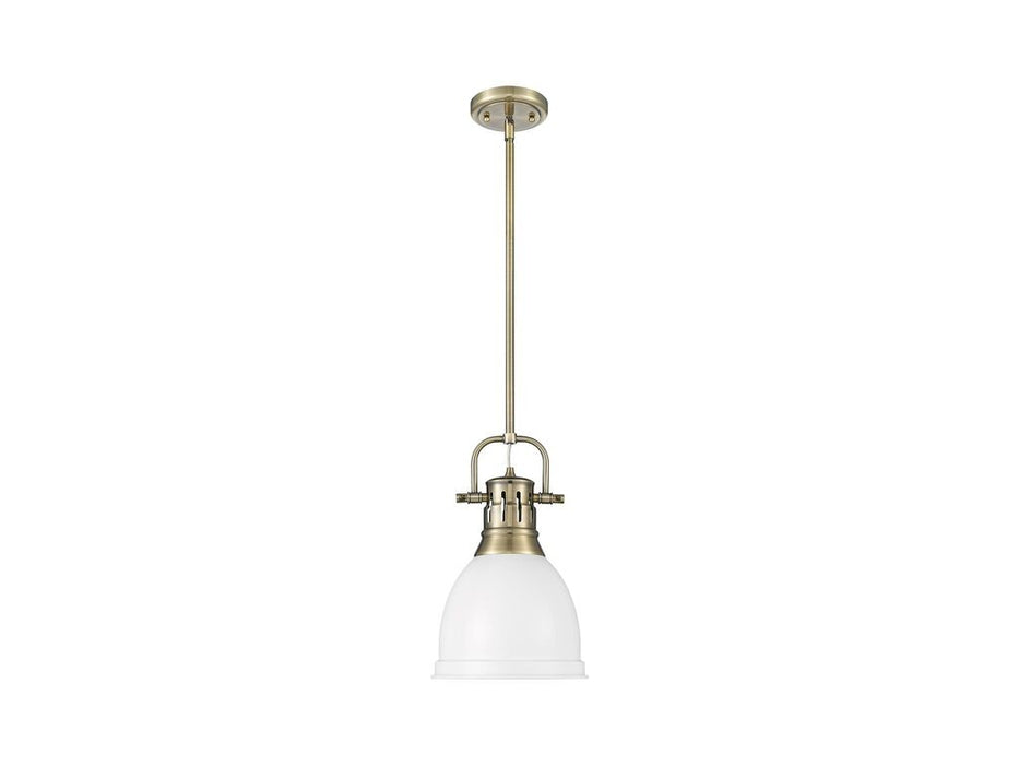 Golden 3604-S AB-WHT One Light Pendant, Aged Brass