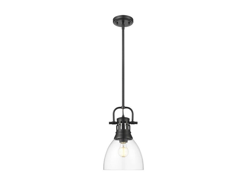 Golden 3604-S BLK-CLR One Light Pendant, Matte Black