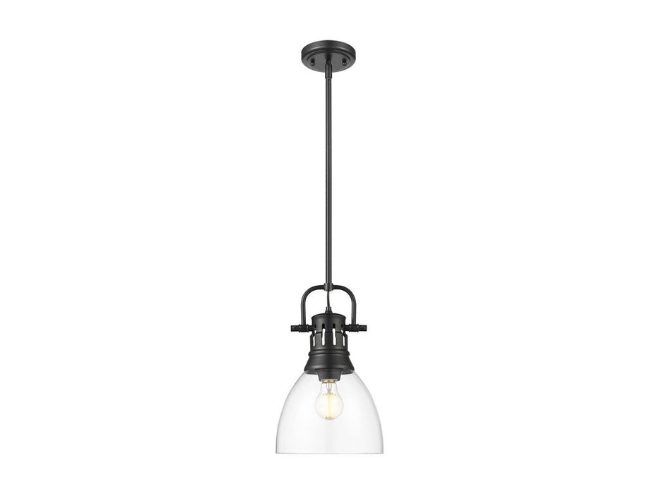 Golden 3604-S BLK-CLR One Light Pendant, Matte Black