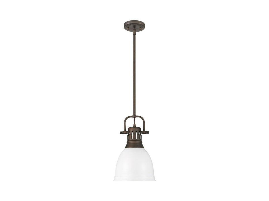 Golden 3604-S RBZ-WHT One Light Pendant, Rubbed Bronze