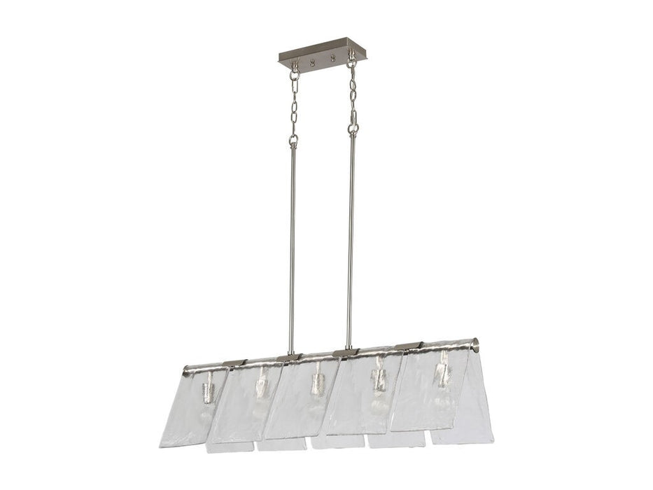 Golden 6072-LP PW-HWG Five Light Linear Pendant, Pewter