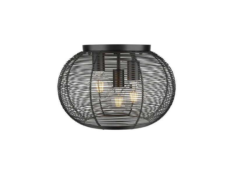 Golden 6802-FM BLK Three Light Flush Mount, Matte Black