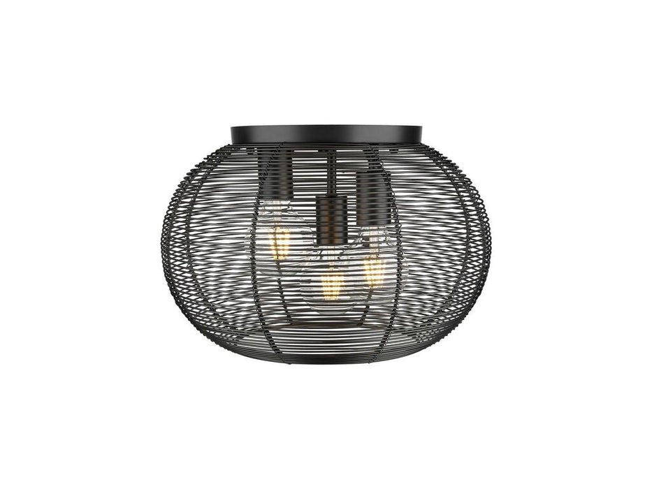 Golden 6802-FM BLK Three Light Flush Mount, Matte Black