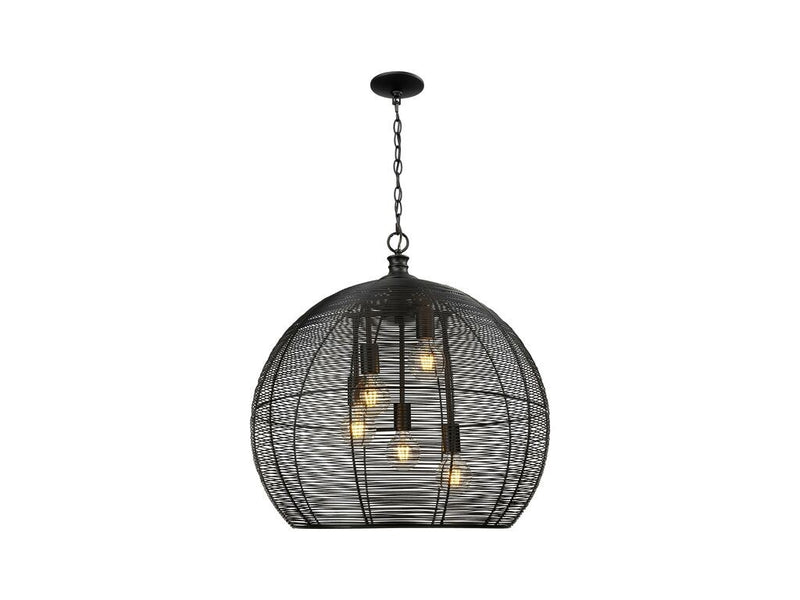 Golden 6802-L BLK Five Light Pendant, Matte Black