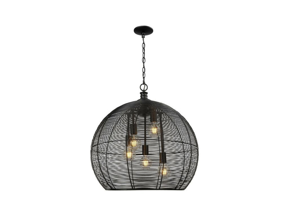Golden 6802-L BLK Five Light Pendant, Matte Black