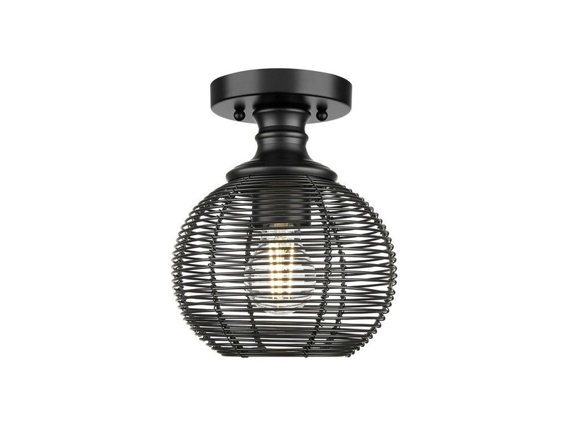 Golden 6802-SF BLK One Light Semi-Flush Mount, Matte Black