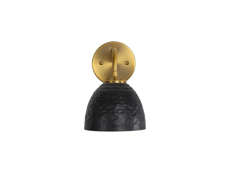 Golden 6950-1W MBS-BLK One Light Wall Sconce, Modern Brass