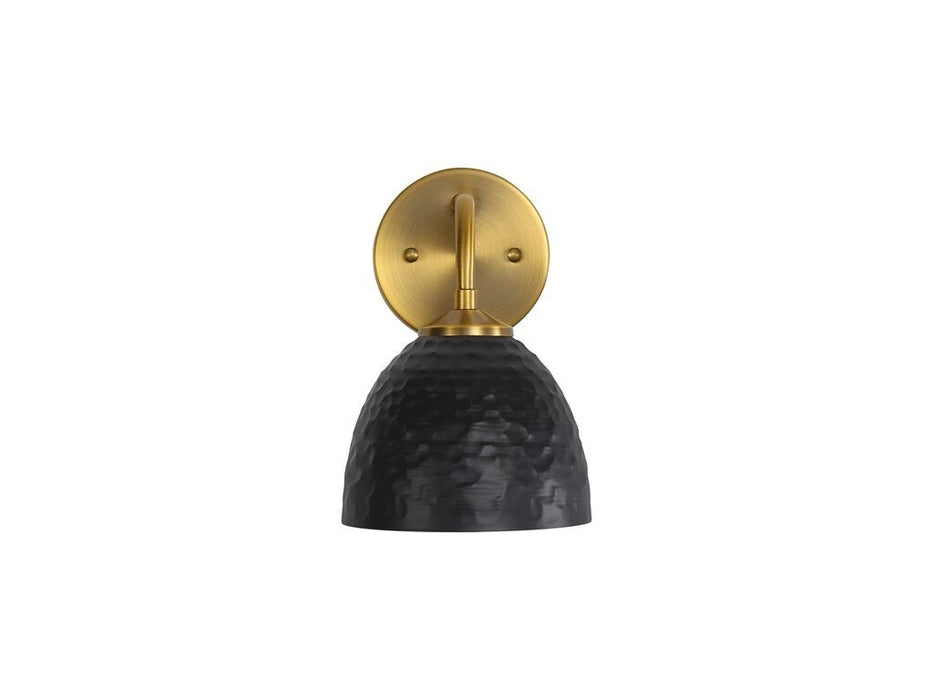 Golden 6950-1W MBS-BLK One Light Wall Sconce, Modern Brass